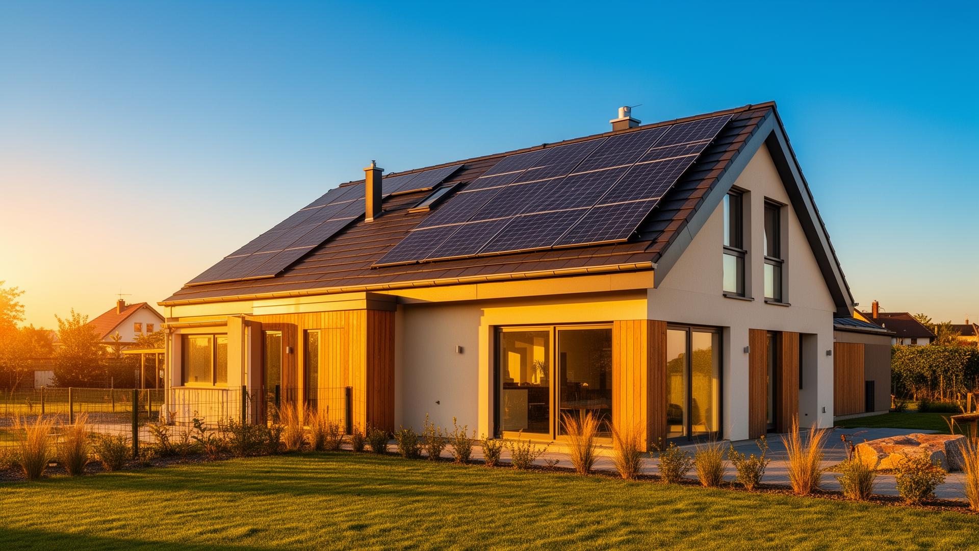 Maison équipée de panneaux solaires